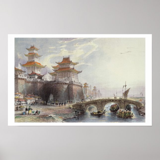 Poster Western Gate of Peking, c.1850 (colour litho) (Frente)