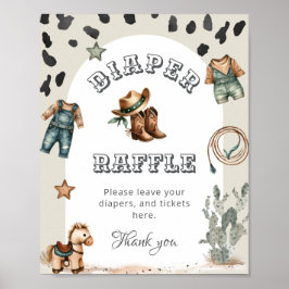 Poster Western Howdy Baby Cowboy Baby Shower Diaper Raffl