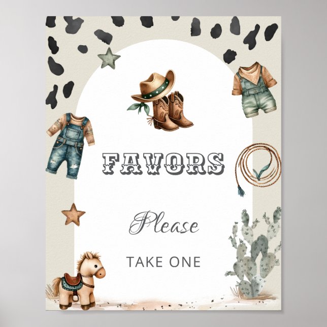 Poster Western Howdy Baby Cowboy Baby Shower Favors Sign (Frente)