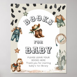 Poster Western Howdy Cowboy Baby Shower Books for Baby