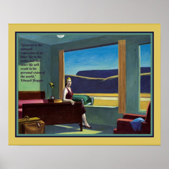Poster "Western Motel" c/ citação de Edward Hopper (Frente)