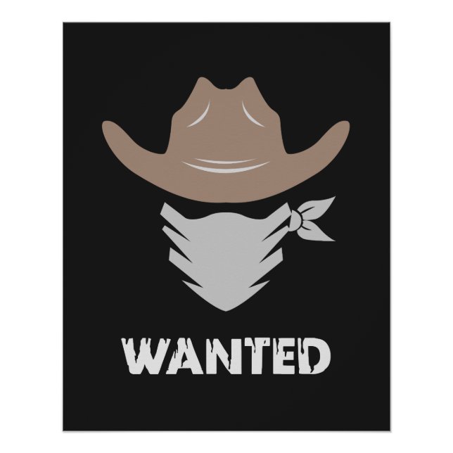 Pôster Western Outlaw Cowboy Wanted (Frente)