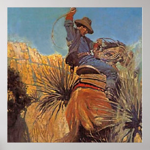 Poster Western Painting “Horse Jumping from Snake”