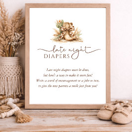 Poster Western Theme Baby Shower Late Night Diapers