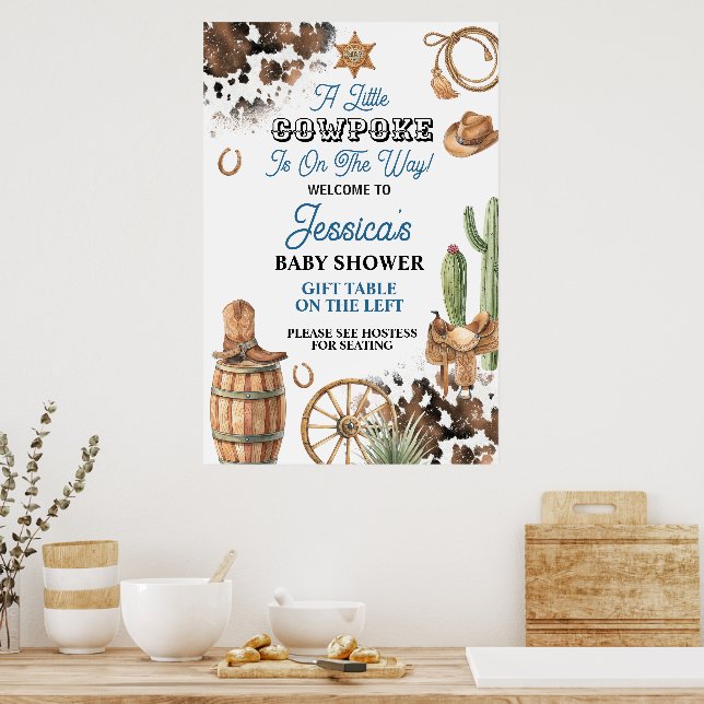 Poster Western Theme Boy Baby Shower (Cozinha)