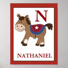 Pôster Western Theme Horse Nursery Print