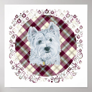 Pôster Westie em Tartan