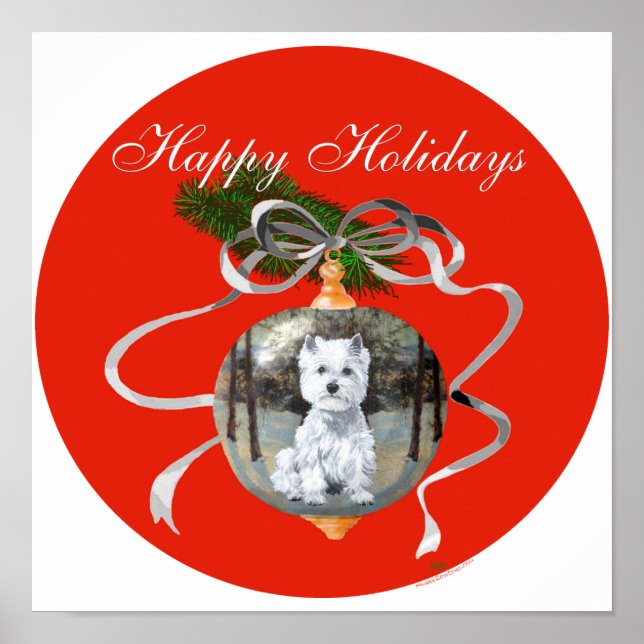Poster Westie em um enfeite de Natal (Frente)