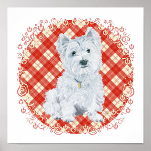 Poster Westie no Tartan