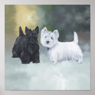 Poster Westie Scottie Inverno