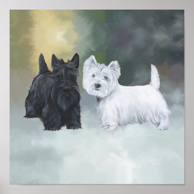 Poster Westie Scottie Inverno (Frente)