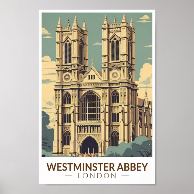 Poster Westminster Abbey England Viagem Art Vintage (Frente)