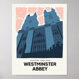Poster Westminster Abbey London viagem floral da Inglater