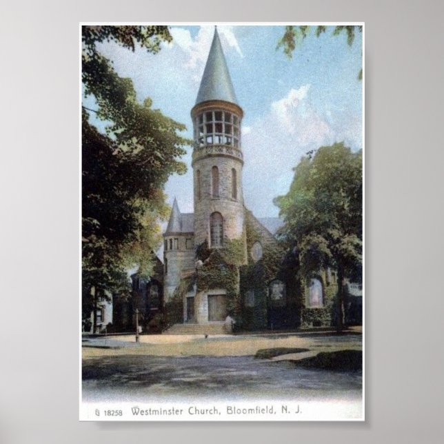 Poster Westminster Church, Bloomfield, NJ 1909 Vintage Po (Frente)
