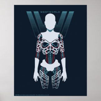 Poster Westworld | Esqueleto Android Sobre Logotipo
