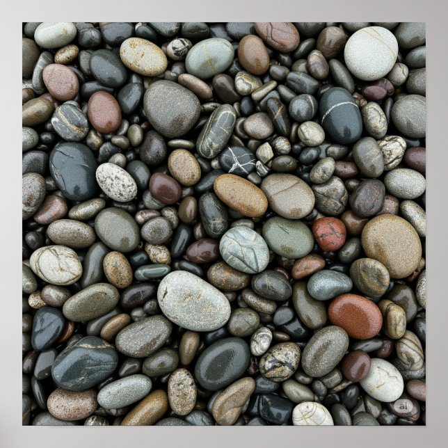 Poster Wet River Pebbles (Frente)