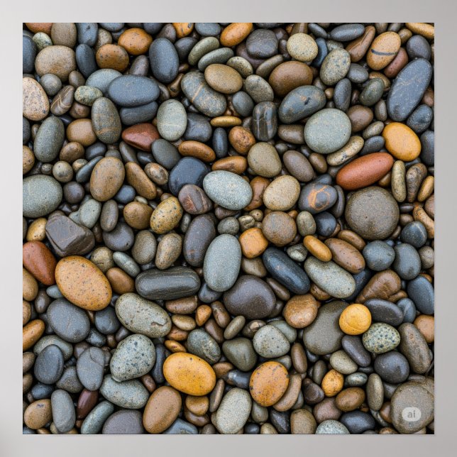 Poster Wet River Pebbles (Frente)