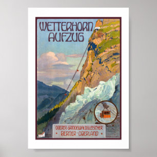 Poster Wetterhorn Aufzug Suíça Vintage Alpes 1931
