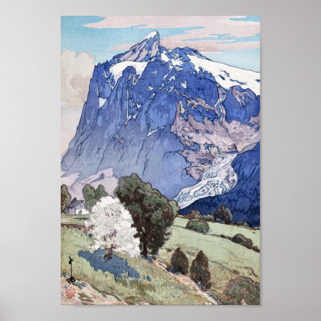 Poster Wetterhorn, Hiroshi Yoshida, Woodcut (Frente)