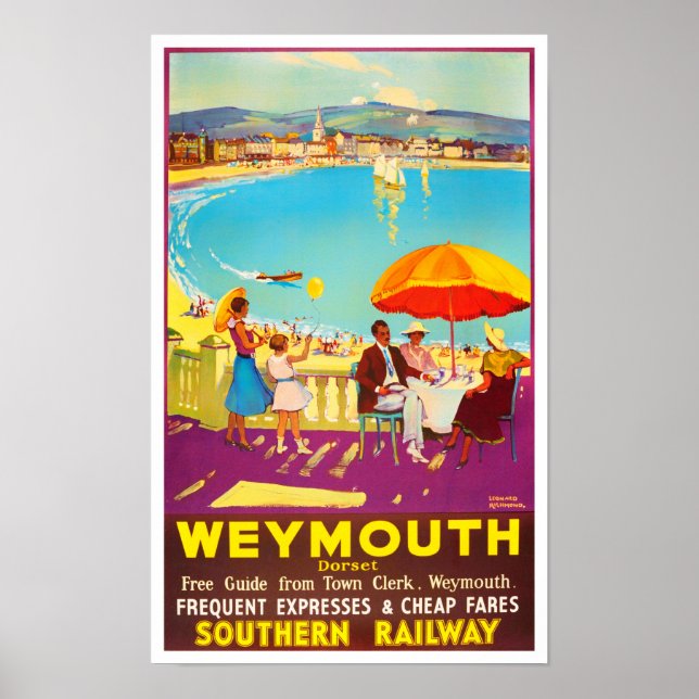 Poster Weymouth England viagens vintage (Frente)