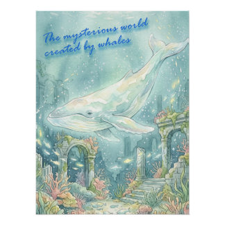 Pôster Whale Atlantis Underwater Fantasy