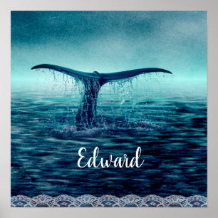 Poster Whale Tail over Ocean Custom