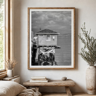 Poster Wharf Building Over Water Coastal Landscape