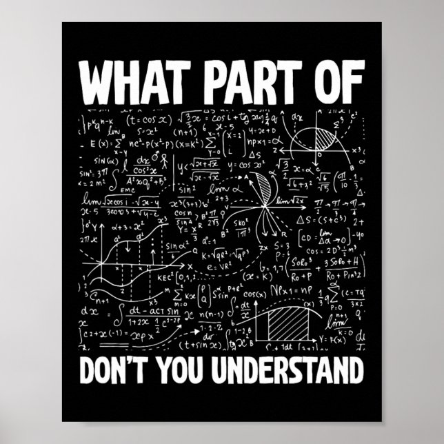 Poster What Part Of Don't You Understand Funny Math Mathe (Frente)