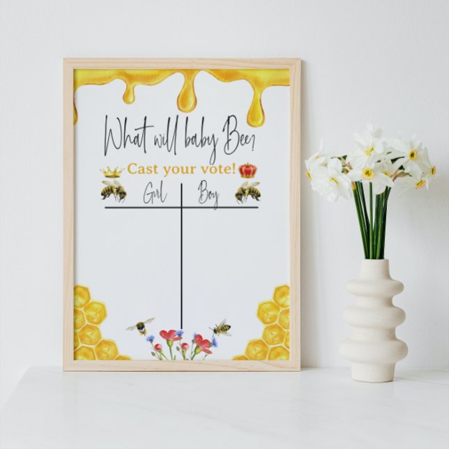 Poster What Will Baby Bee Boy Girl Yellow Gender Reveal (Criador carregado)