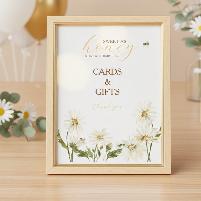 Poster What Will Baby Bee Gender Reveal Tabletop Sign (Sweet As Honey Gender Reveal Tabletop Sign)