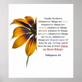 Poster Whatsoever Things Are Scripture with Flower