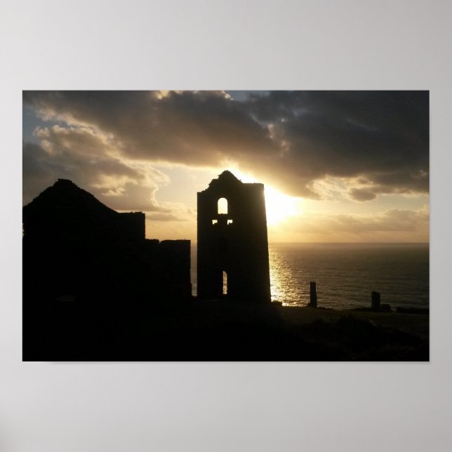 Poster Wheal Coates Mine Cornwall Inglaterra Sunset (Frente)