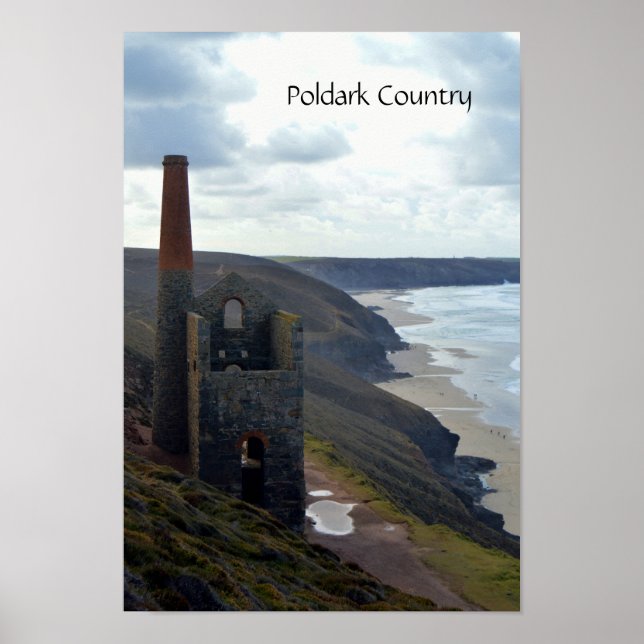 Poster Wheal Coates Tin Mine Ruins Cornwall Inglaterra (Frente)