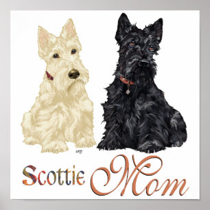 Pôster Wheaten & Black Scotties Dia das Mães