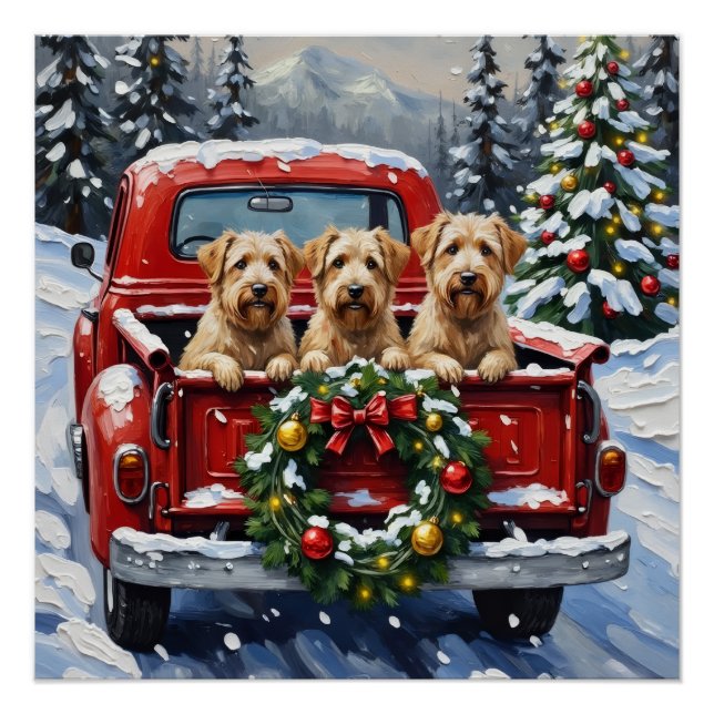 Pôster Wheaten Terrier Christmas Red Truck Holiday Gift (Frente)