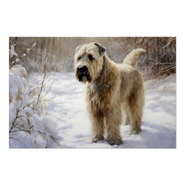 Pôster Wheaten Terrier Deixe-o nevar no Natal (Frente)