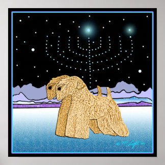 Pôster "Wheaten Terriers em Chanukah"