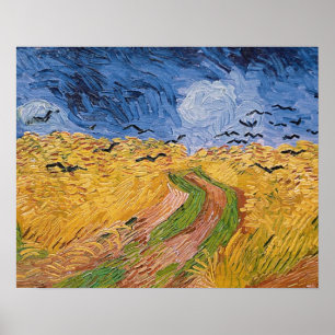 Pôster Wheatfield com corvos, 1890 de Vincent van Gogh  