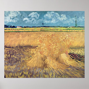 Poster Wheatfield com polias, 1888 de Vincent van Gogh  