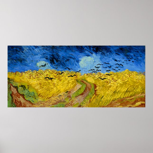 Pôster Wheatfield with crows - Vincent Van Gogh (1890) (Frente)