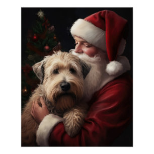 Pôster Wheaton Terrier com Papai Noel Natal Festivo