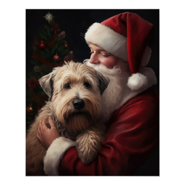 Pôster Wheaton Terrier com Papai Noel Natal Festivo (Frente)