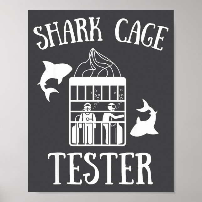 Poster Wheelchair Handicap Humor Handicapped Shark Cage T (Frente)