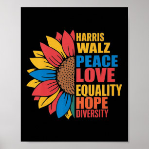 Poster Wheimer Peace Love Equal Hope Diversity Sunflow