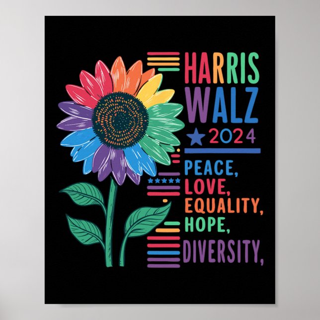 Poster Wheimer Peace Love Equality Hope Diversity Kamala (Frente)