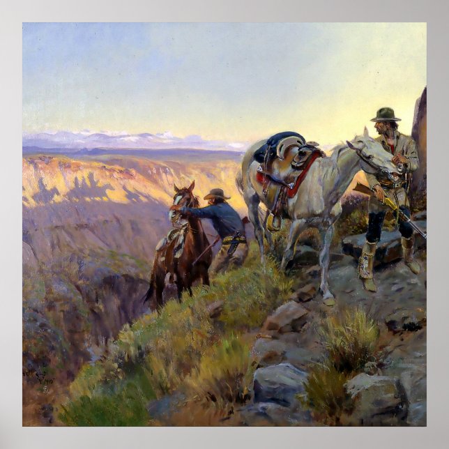 Poster "When Shadows Hint Death", de Charles M Russell (Frente)