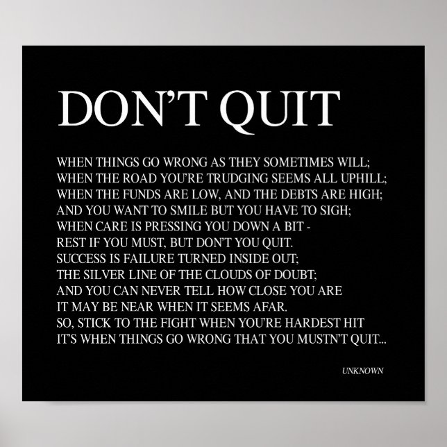 POSTER WHEN THINGS GO WRONG AS THEY SOMETIMES WILL; QUOTE (Frente)