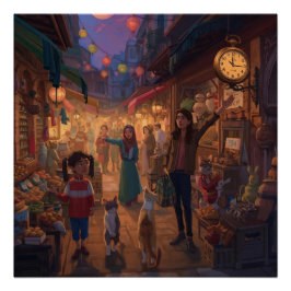 Pôster Where Cats Wander and Lanterns Glow