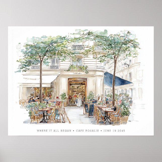 Poster Where It All Began Upload Your Own Location Sketch (Frente)