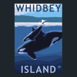 Pôster Whidbey Island, WashingtonOrca and Calf<br><div class="desc">Whidbey Island,  Washington - Orca and Calf - LP Original Poster -   was created in 2008. This image depicts scenes from Whidbey Island,  WA.</div>